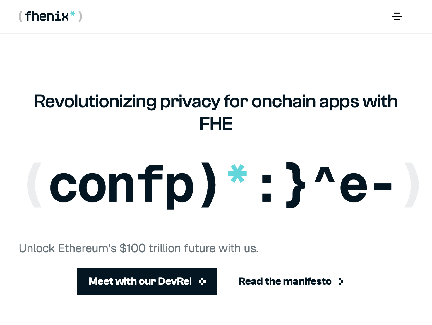 Fhenix homepage: confidential blockchain marketing site built in Webflow